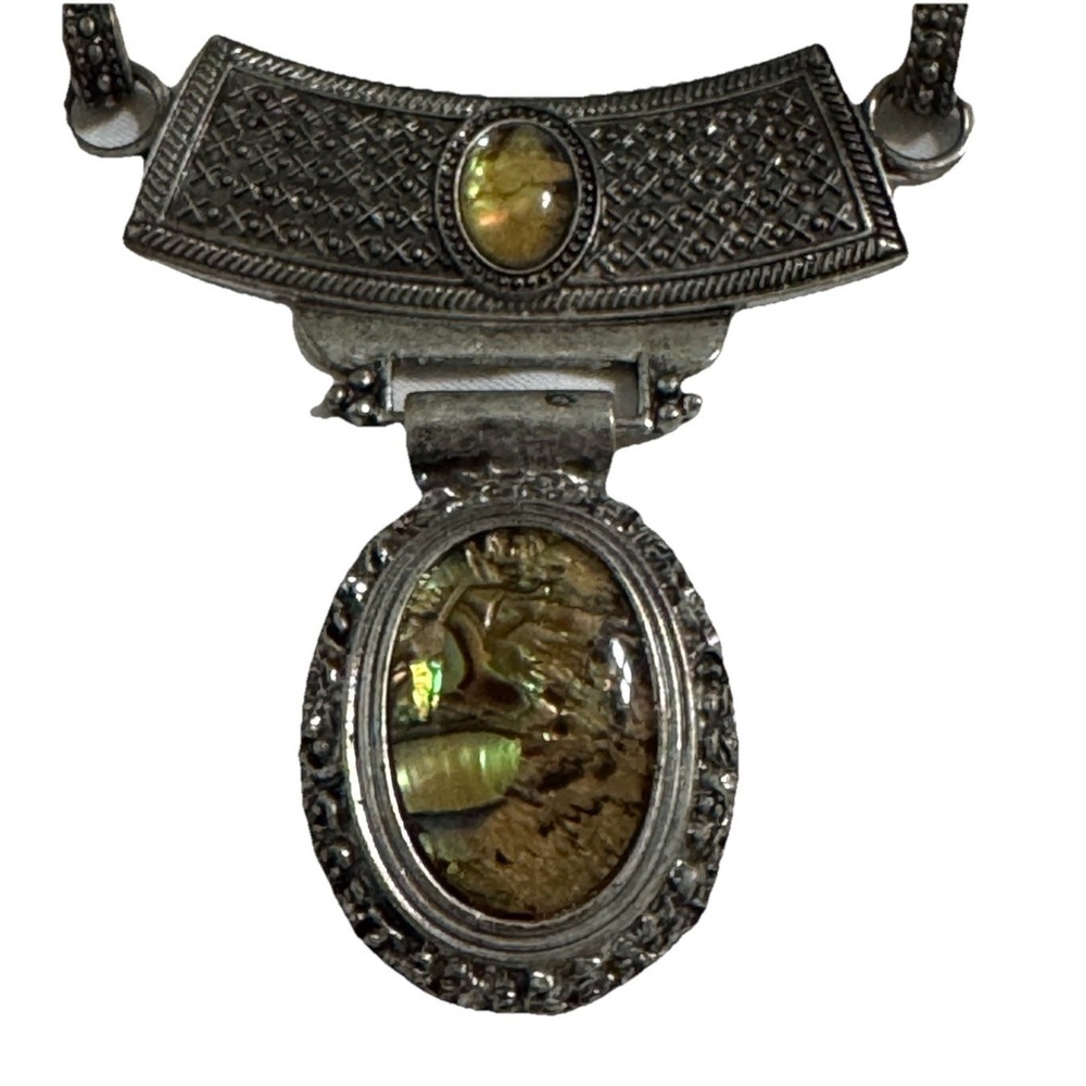 Vintage Chunky Choker Necklace Solid Silver-Tone Steampunk Egyptian Old-world